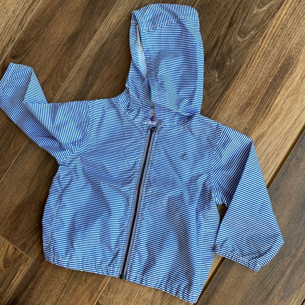 Petit bateau Blue stripe rain/wind jacket